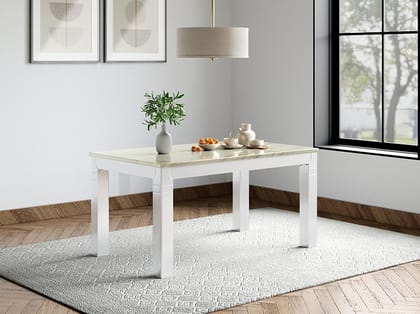 Ivana 6 Seater Dining Table -Rubber Wood, White