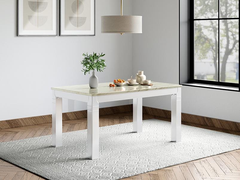 Ivana 6 Seater Dining Table -Rubber Wood, White