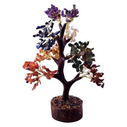 Seven Chakra Natural Stone Tree for Wealth, Health, Prosperity, Mental Peace, Vastu, Positive Energy and Reiki Healing with 500 Beads, Décor(KI_166)  by Krishna Impex