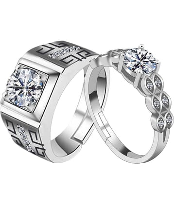 SILVERSHINE,silver plated attractive look ring designed with lovely little crystal diamond adjustable couple ring for men and women.