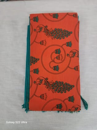 Orange and Green Dress Material Set