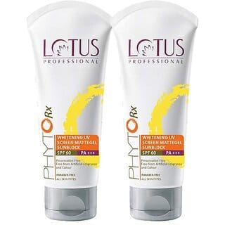 Lotus Professional Sunscreen - Spf 60 Pa+++ Phytorx Uv Screen Mattegel Sunblock Spf60_75G ( Pack Of 2 ) (150 G)