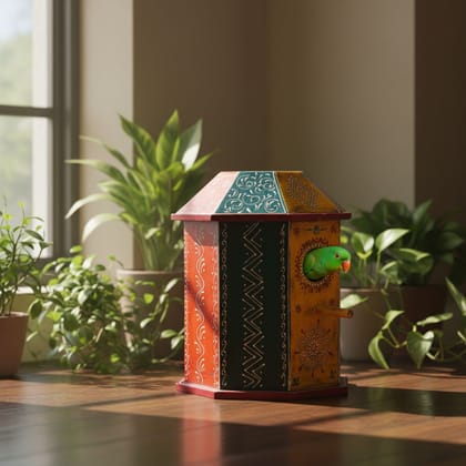 Handicraft Wooden Bird House | Home Living Bird Stands