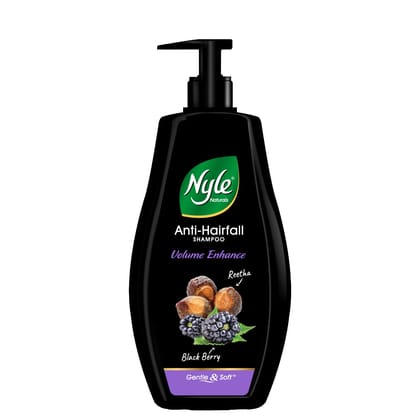 Nyle Naturals Volume Enhance Anti Hairfall Shampoo With Reetha And Blackberry Gentle and soft shampoo  PH balanced and Paraben free For Men and Women1L