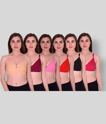 ACHIEVER LINGERIE Pack of 6 Cotton Non Padded Women's Everyday Bra ( Multi Color )