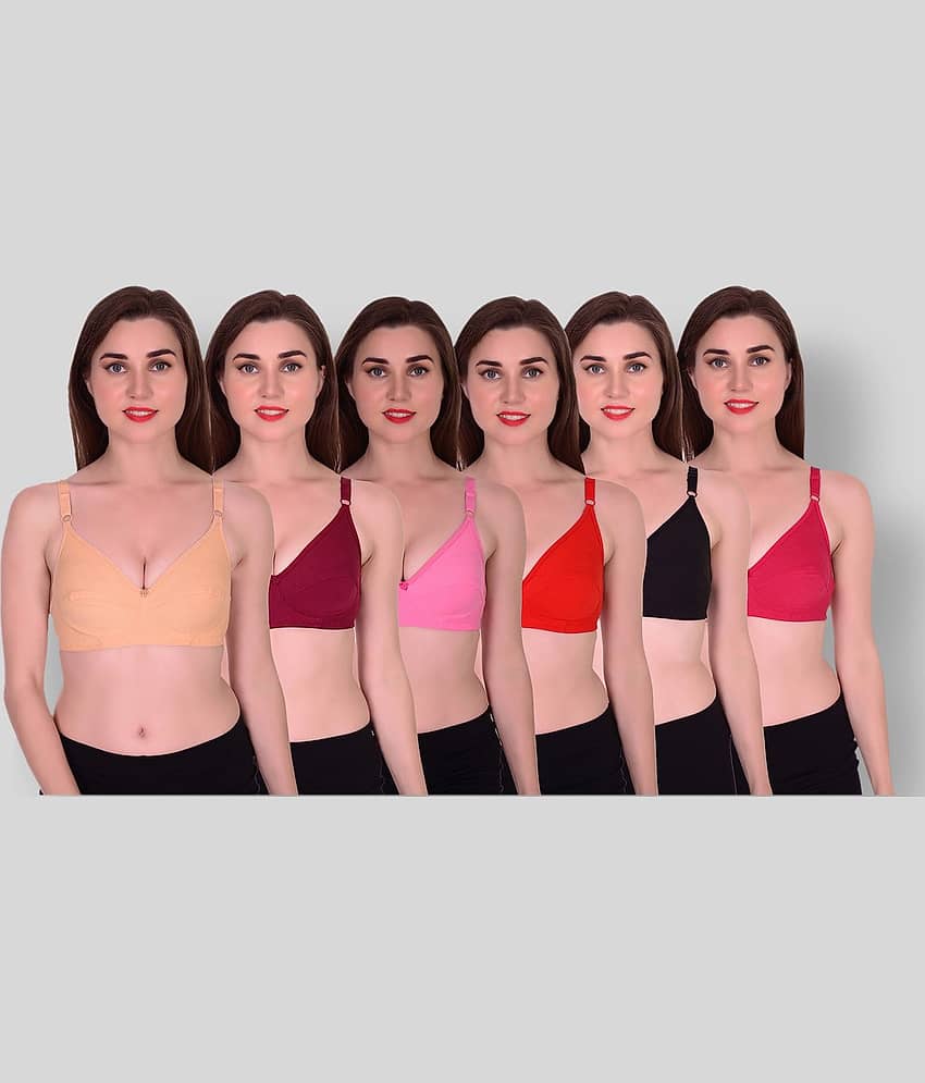 ACHIEVER LINGERIE Pack of 6 Cotton Non Padded Women's Everyday Bra ( Multi Color )