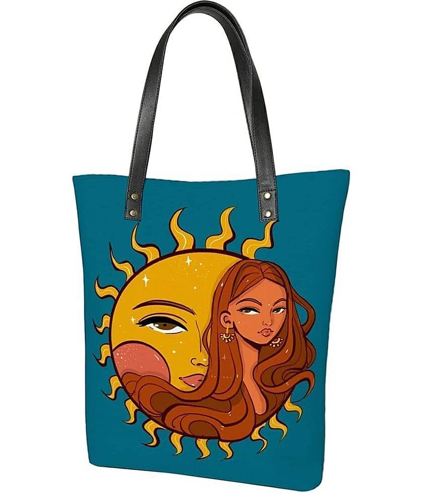 Lychee Bags Tote Bag Canvas Set of 1 ( Blue )