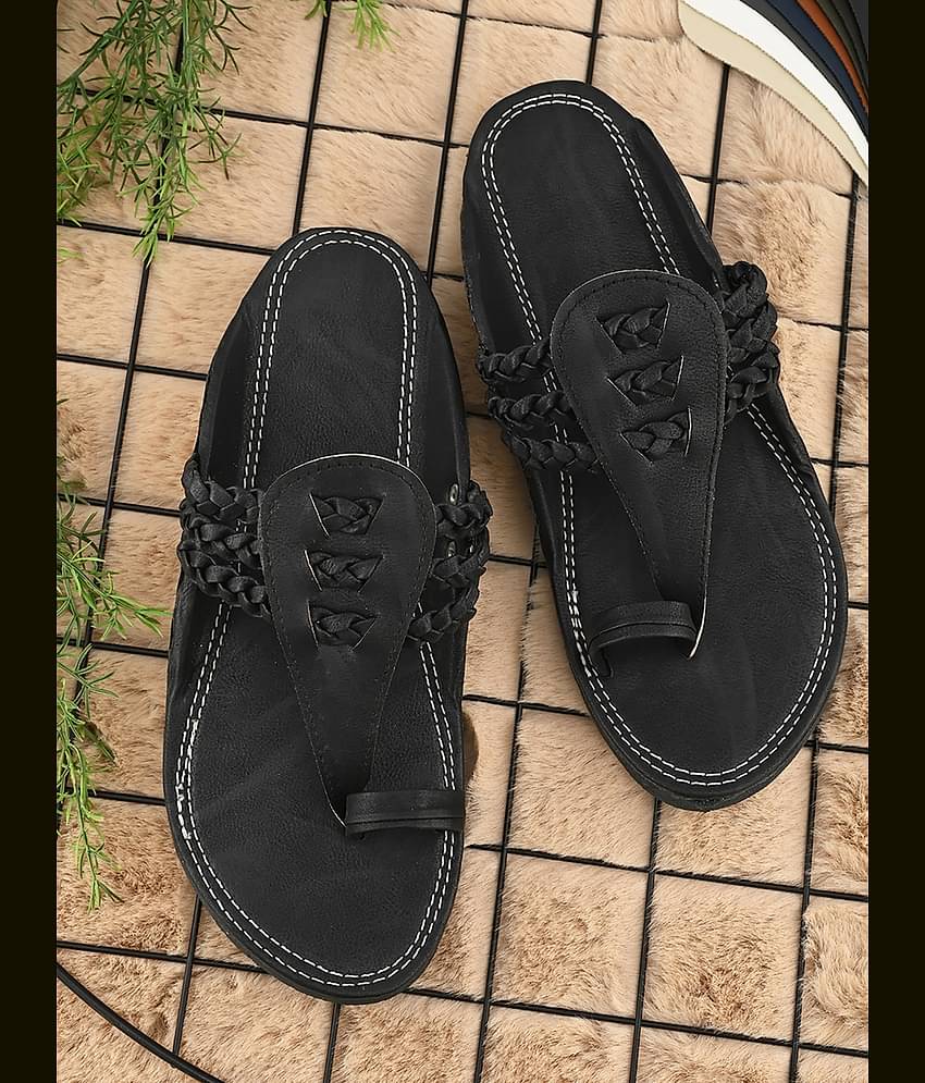 Anjaneya Creations Black Men's Kolhapuris