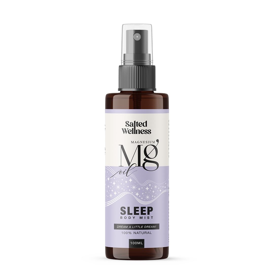 Magnesium Oil Sleep Body Mist 40% | Natural Magnesium Chloride Spray for Muscle Relaxation, Stress Relief & Better Sleep | Post Workout & Night Use | 100ml | Salted Wellness by Thrpy & Thrpy