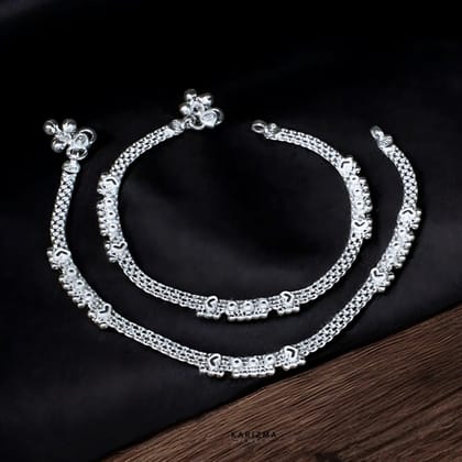 Real Silver pretty gifts Anklets for Indian Women Ankle Pair 10.3"
