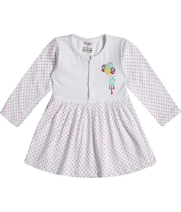 INFANT Pack of 1 Baby Girls Cotton Dress ( White & Red )