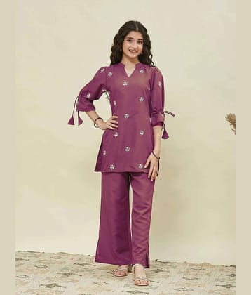 Apnisha Girls Rayon Kurti with Palazzo ( Pack of 1 , Wine )