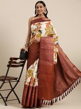 Yavira silk Women's Multi Printed Silk Blend Saree