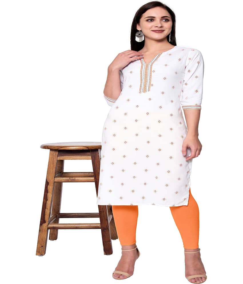 GOD BLESS - White Rayon Women's A-line Kurti