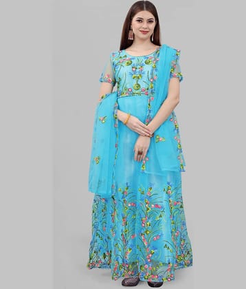 Aika - Peach Anarkali Net Women's Semi Stitched Ethnic Gown ( Pack of 1 )