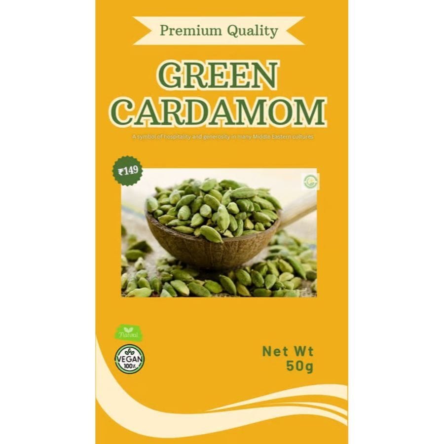 Premium Green Cardamom Pods - Fresh & Aromatic - 50 gm