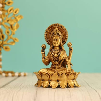 Premium Goddess Lotus Lakshmi Devi Idol in Brass- 3.8 Inch Height