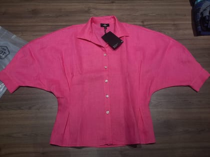 PINK LINEN SHIRT-XS / Pink