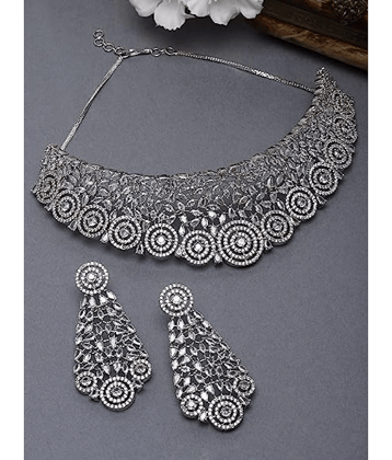 PUJVI Silver Alloy Necklace Set ( Pack of 1 )