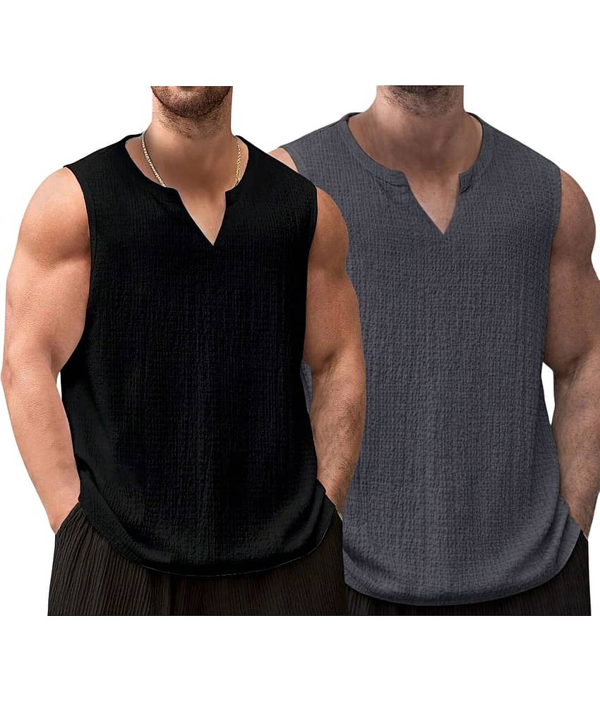 RodZen pack of 2 Cotton Blend Tank For Men ( Multicolor )