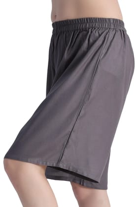 Solid Knee Length Shorts-L / Grey