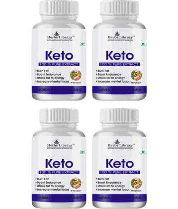 Herbs Library Keto Capules Supports Weight Loss with Garcinia Cambogia 60 Capsules Each (Pack of 4)