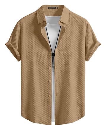 color bucket Cotton Blend Regular Fit Popcorn Textured Half Sleeves Men's Casual Shirt - Cream ( Pack of 1 )