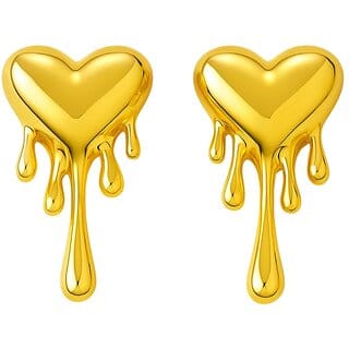 KIMTI 18k Gold Plated Dripping Heart Anti Tarnish Earrings
