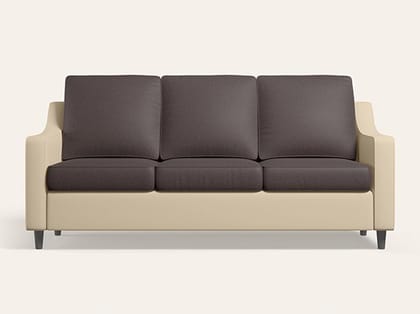 Glee 3 Seater Fabric Sofa (1-Year Warranty, Cream and Coffee Brown)