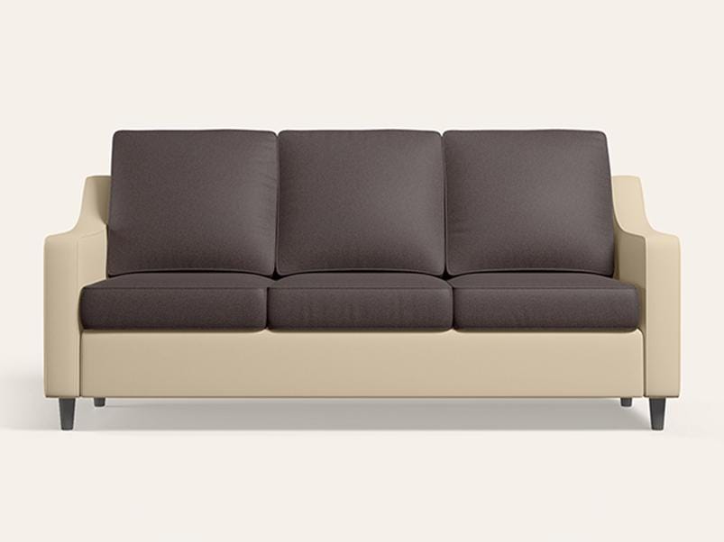 Glee 3 Seater Fabric Sofa (1-Year Warranty, Cream and Coffee Brown)