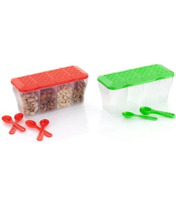OFFYX - Dry Fruit Box PET Multicolor Spice Container ( Set of 2 )