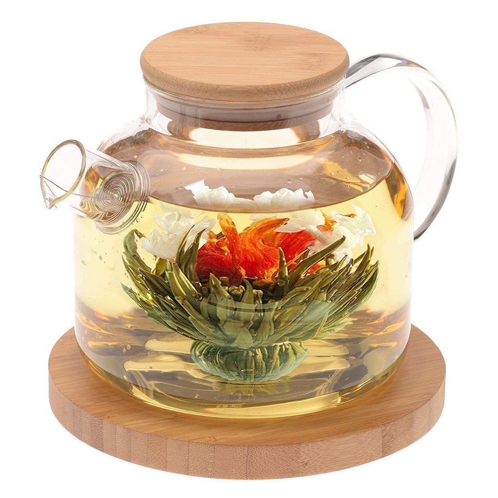 Glass teapot Kettle Teapot with Stainless Steel Infuser, Glass Teapot for Loose Leaf Tea, Blooming Tea, and Herbal