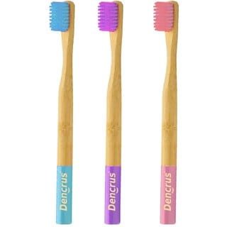 DENCRUS Orby Kids Bamboo Toothbrush For Kids (Pink, Lavender, Blue), Natural Soft Bristles, Toothbrush For Kids
