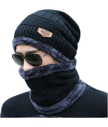 Zacharias - Black Woollen Men's Cap ( Pack of 1 )