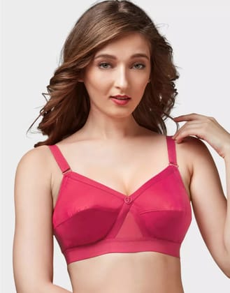Trylo Womens 100% Cotton Non Padded Bra-5 | Krutika Plain | Coral-Coral / 32D