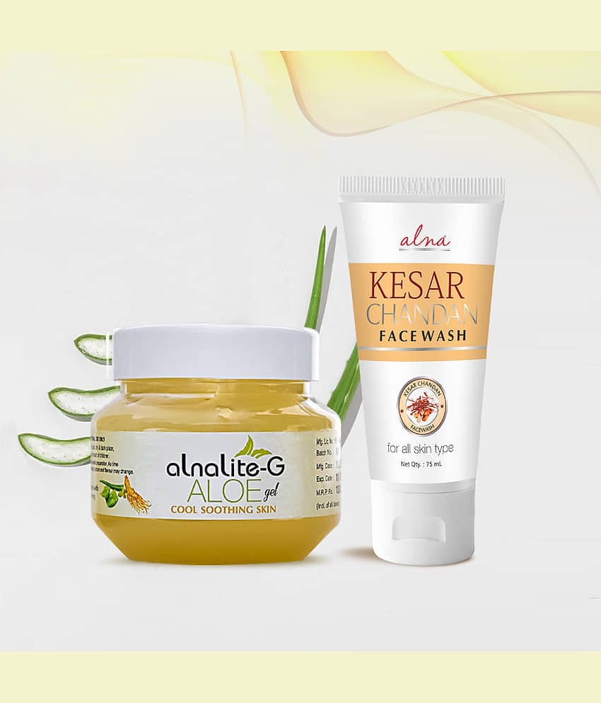 Alna Alnalite-G Aloe Gel 100gm with Kesar Chandan Face Wash 75ml , Pack of 2