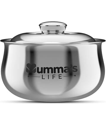 Mumma's Life Silver Steel Serve Casserole ( Set of 1 , 1000 mL )
