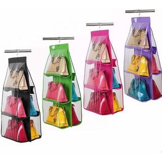 Hanging Handbag Organizer Dust-Proof Storage Holder Bag Wardrobe Closet for Purse Clutch with 6 Pockets-1 Piece