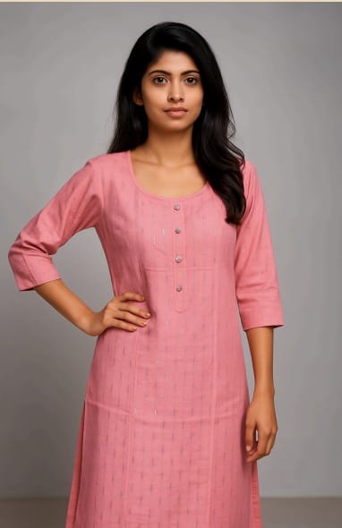 Peach Elegance Cotton Kurti for Women