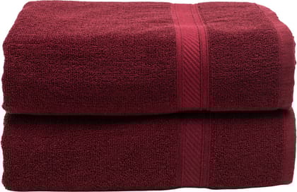 Furnofy Cotton 450 GSM Bath Towel Merun (Pack Of 2)