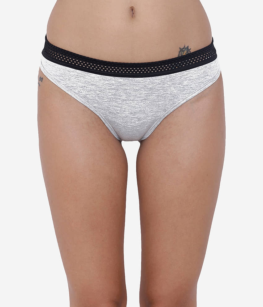 BASIICS By La Intimo Pack of 1 Polyester Thongs For Women ( Grey Melange )