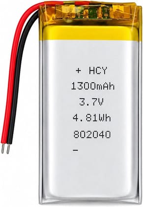 NOVEL 3.7V 1300mAh Lithium Polymer Rechargeable Battery Model 802040 | Suitable for GPS Trackers, Bluetooth Speakers, Wireless Headphones and Electronic Projects