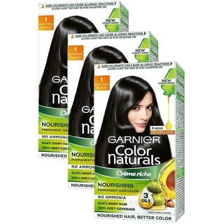 Garnier Naturals Cream Hair Color, Natural Black - Pack Of 3 (130ml) Garnier Naturals Cream Hair Color, Natural Black - Pack Of 3 (130ml)
