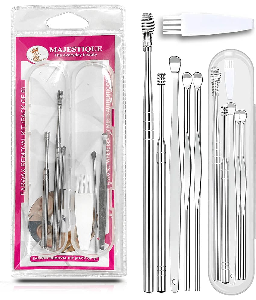 Majestique Ear Wax Cleaning Kit Ear Dust Remover Tool For Adult - Pack of 6 (Multicolor)