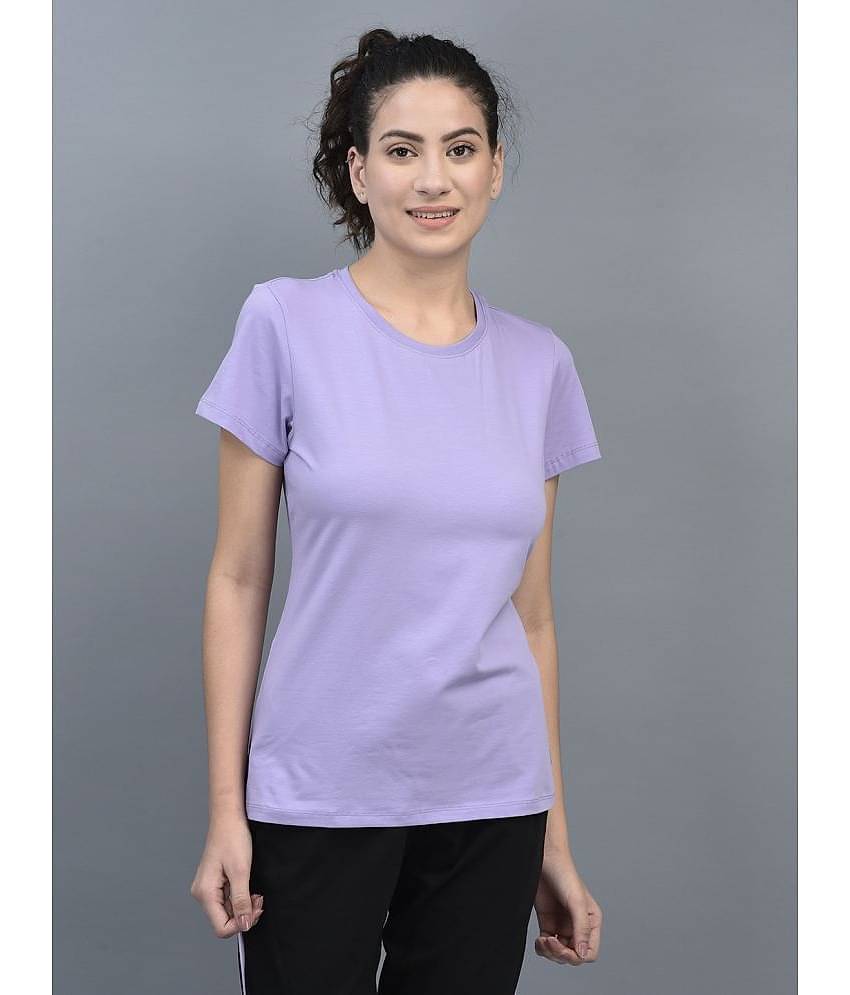 Dollar Women Cotton Blend Solid Regular Fit Round Neck T-Shirt ( Purple )