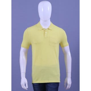 Redline Mens Yellow Solid 100% Cotton Polo Collar T-Shirt Redline Mens Yellow Solid 100% Cotton Polo Collar T-Shirt