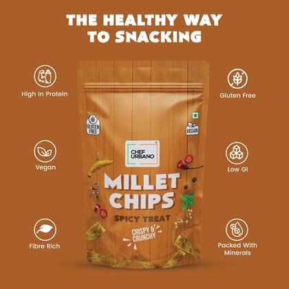 Chef Urbano Combo Chips Millets Spicy Treat Pouch 85 Gms Pack Of 3