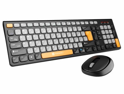 Portronics Key7 Combo Wireless Keyboard & Mouse Set with 2.4 GHz USB Receiver - Grey & Orange