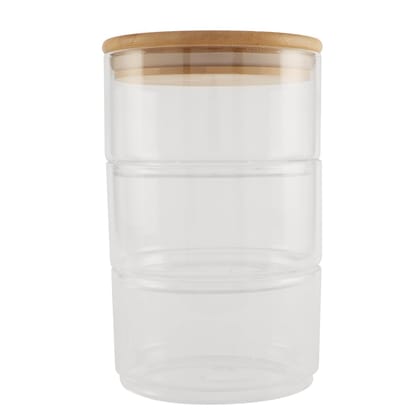 NATURALLYOURS Glasswares Storage Jar 500ml - Borosilicate Glass Container with Eco-Friendly Bamboo Lid for Kitchen Pantry Organization and Food Storage