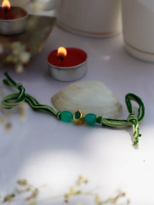 Archit Green Kundan Rakhi-Green